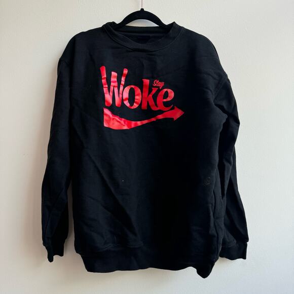 Stay Woke Black Men's Crewneck - Large - Picture 1 of 4